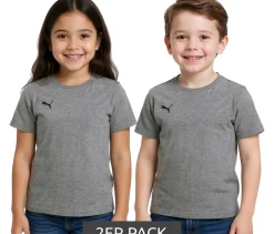 T-Shirts & Tank Tops*PUMA 2er Sparpack TeamGoal 23 Jungen & Mädchen Sport-Shirt Baumwoll-Shirt mit Logo-Patch T-Shirt 656709 33 Grau