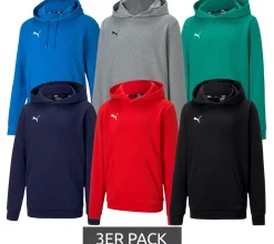Pullover & Sweater*PUMA 3er Sparpack teamGOAL 23 Casuals Kinder Hoody mit Kängurutasche Kapuzen-Pullover für Jugendliche Jungen & Mädchen 656711 Rot, Schwarz, Grün, Navy, Grau, Blau