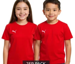 T-Shirts & Tank Tops*PUMA 2er Sparpack TeamGoal 23 Jungen & Mädchen Sport-Shirt Baumwoll-Shirt mit Logo-Patch T-Shirt 656709 01 Rot