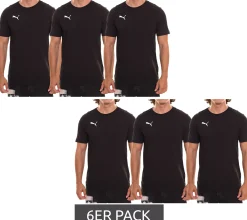 T-Shirts & Tank Tops*PUMA 6er Sparpack TeamGoal 23 Casual Herren T-Shirt mit Logo Baumwoll-Shirt Fußball 656578 03 Schwarz