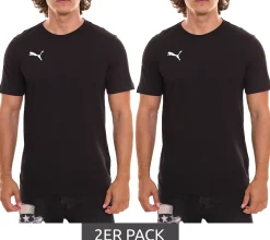 T-Shirts & Tank Tops*PUMA 2er Sparpack TeamGoal 23 Casual Herren T-Shirt mit Logo-Stickerei Baumwoll-Shirt Fußball 656578 03 Schwarz