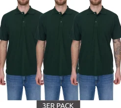 Hemden & Poloshirts*SANTINO 3er Sparpack Cws Herren schlichtes Polo-Shirt mit Baumwollanteil Kurzarm-Shirt Dunkelgrün
