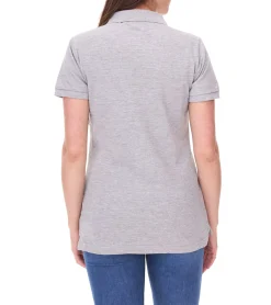 Poloshirts & Blusen*SANTINO 2er Sparpack Mika Damen Polo-Shirt aus Bio-Baumwolle Polo-Hemd mit 4er Knopfleiste Kurzarm-Shirt meliert 210 gr/m2 Grau