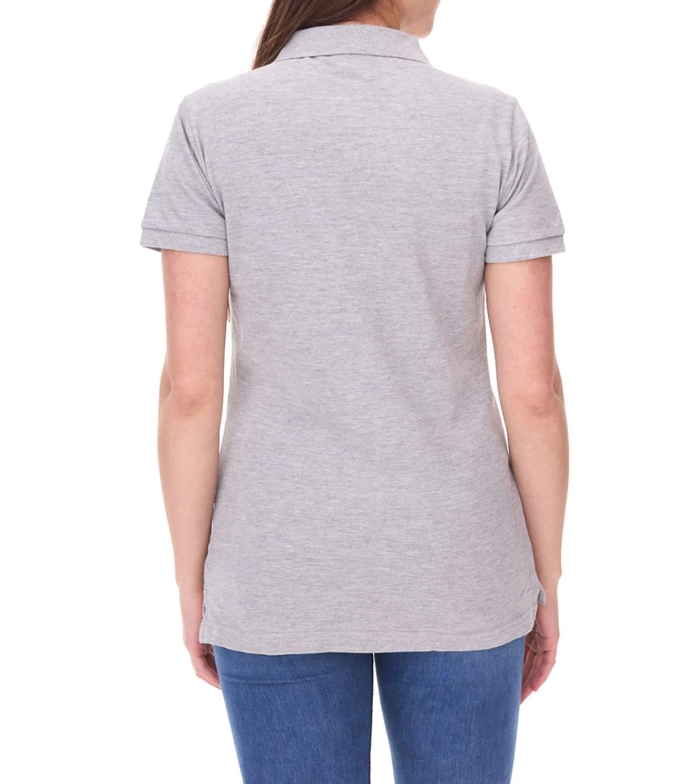 Poloshirts & Blusen*SANTINO 2er Sparpack Mika Damen Polo-Shirt aus Bio-Baumwolle Polo-Hemd mit 4er Knopfleiste Kurzarm-Shirt meliert 210 gr/m2 Grau