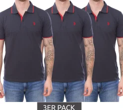 Hemden & Poloshirts*U.S. POLO ASSN. 3er Sparpack Herren Polo-Shirt Basic-Shirt Baumwoll-Shirt Kurzarm-Shirt 197 66835 52520 297 Grau/Rot