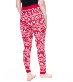 Fitnessmode & Jogginghosen*esmara Damen Leggings mit winterlichem Allover-Print Sweat-Hose Oeko-Tex 100 zertifiziert Homewear 424504_2301 Rot/Weiß