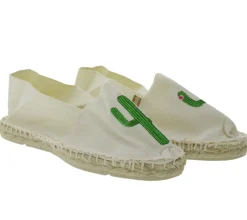 Pantoffeln & Hausschuhe*Espadrij Classic Brode Damen Pantoffeln modische Sommer-Schuhe mit Kaktus-Print Beige