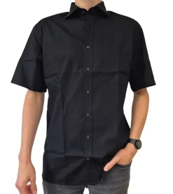 Hemden & Poloshirts*eterna Herren Kurzarm-Hemd schlichtes Business-Shirt reines Baumwoll-Hemd 391172 Schwarz