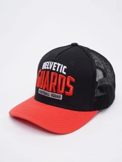 Caps & Mützen*European League Of Football Helvetic Guards Trucker Caps tiefschwarz/tomatenfarben