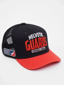 Caps & Mützen*European League Of Football Helvetic Guards Trucker Caps tiefschwarz/tomatenfarben