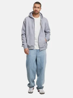 Große Größen|Pullover & Sweater*European League Of Football Blanko Zip Hoodies grau meliert