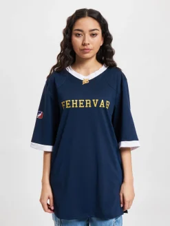 Große Größen|Tops & T-Shirts*European League Of Football Fehervar Enthroners Authentic Game Jersey marineblau