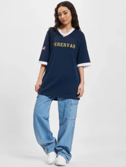 Große Größen|Tops & T-Shirts*European League Of Football Fehervar Enthroners Authentic Game Jersey marineblau