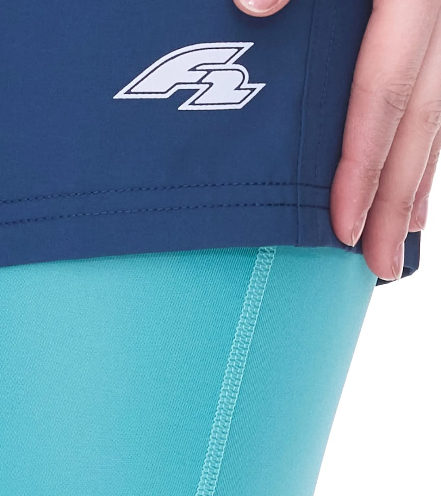 Sportunterbekleidung|Fitnessmode & Jogginghosen*F2 Fahrrad-Hose nachhaltige Damen Mountainbike-Hose mit Sitzpad 2in1 Fahrrad-Shorts 89267667 Türkis/Blau