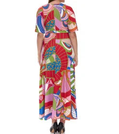 Kleider*O46bpx farbenfrohes Damen Sommer-Kleid Jersey-Kleid im Allover-Druck Design 933255 Bunt