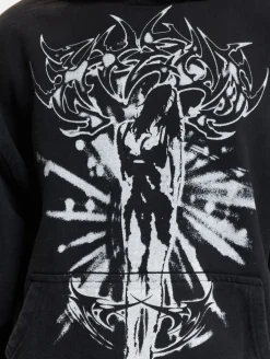 Pullover & Sweater*Favela Dawn Black Washed Hoodies schwarz gewaschen