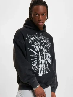 Pullover & Sweater*Favela Dawn Black Washed Hoodies schwarz gewaschen