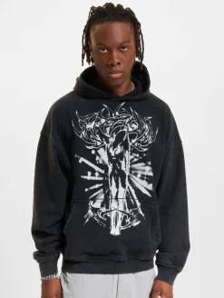 Pullover & Sweater*Favela Dawn Black Washed Hoodies schwarz gewaschen