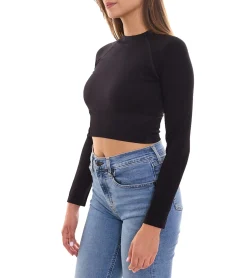 Sportoberbekleidung|Fitnessmode & Jogginghosen*FAYN SPORTS Longsleeve Crop Top Damen Sport-Shirt nahtloses Yoga-Shirt 47005506 Schwarz