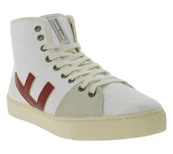 Sneaker & Turnschuhe*FLAMINGOS LIFE El Camino High-Top Sneaker faire- und nachhaltige Alltags-Schuhe aus Canvas Made in Spain Weiß/Rot