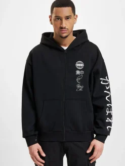 Sweater & Pullover|Pullover & Sweater*Fokus x Def World Zip Hoodies schwarz/offwhite