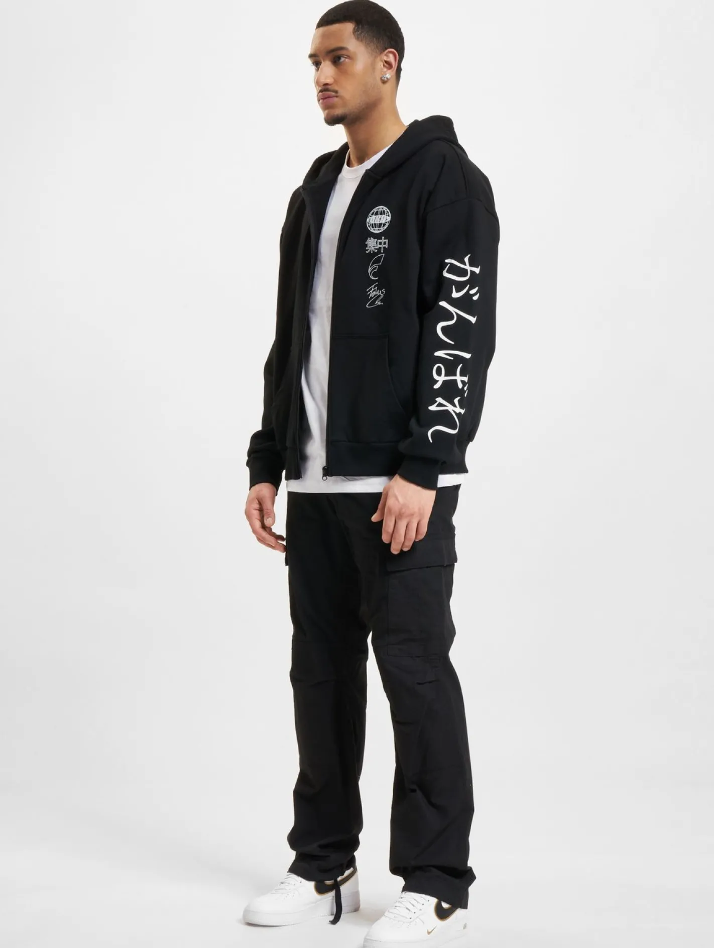 Sweater & Pullover|Pullover & Sweater*Fokus x Def World Zip Hoodies schwarz/offwhite