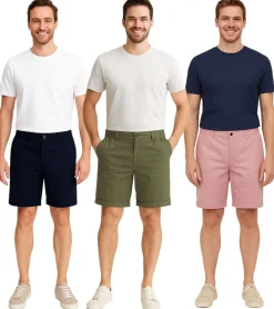 Große Größen|Shorts & Bermudas*FQ1924 Henry Herren Freizeit-Bermuda Chino-Hose Baumwoll-Shorts kurze Hose 21900629 Dunkelblau, Khaki oder Rosa