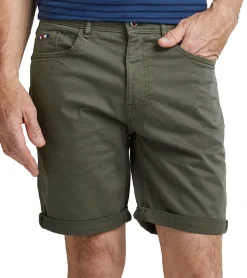 Shorts & Bermudas*FQ1924 Josh Herren Freizeit-Bermuda Shorts Baumwoll-Hose mit Krempelsaum kurze Hose 21900320 180515 Olive