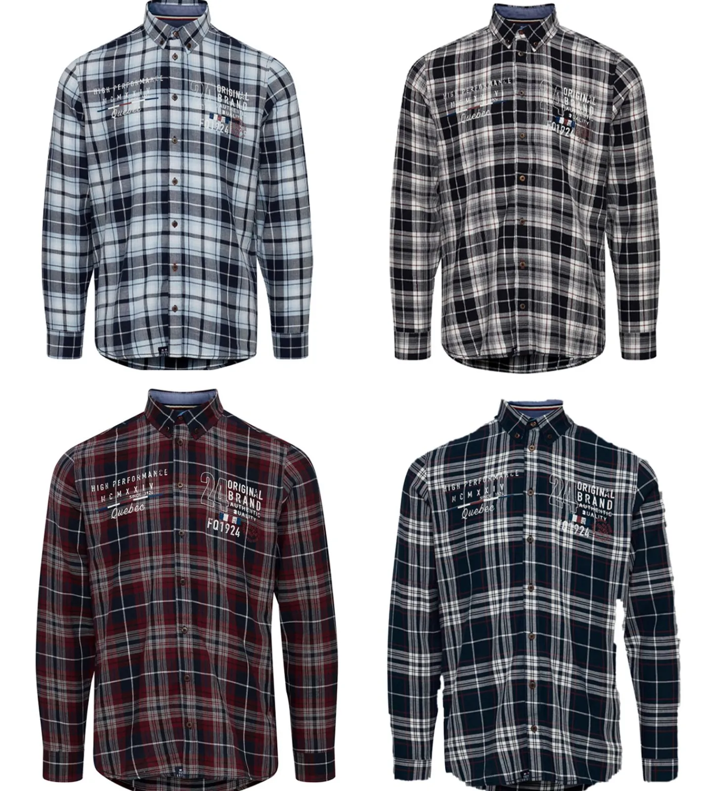 Hemden & Poloshirts*FQ1924 Thorvid Herren Hemd kariertes Langarm-Hemd nachhaltiges Hemd aus Baumwolle 21900072-ME /Rot/Blau Schwarz/Weiß