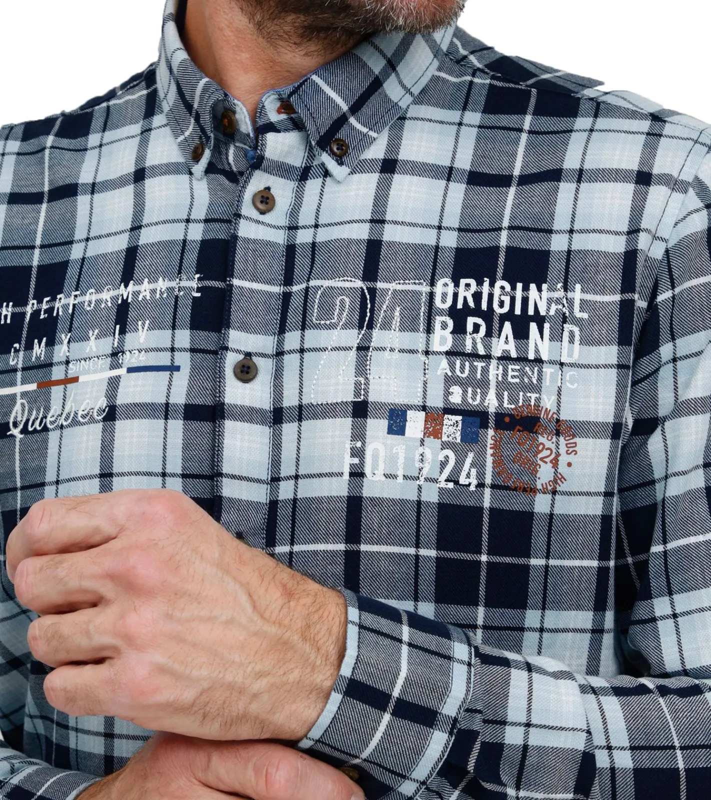 Hemden & Poloshirts*FQ1924 Thorvid Herren Hemd kariertes Langarm-Hemd nachhaltiges Hemd aus Baumwolle 21900072-ME /Rot/Blau Schwarz/Weiß