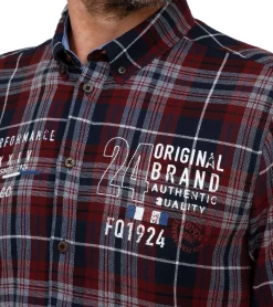 Hemden & Poloshirts*FQ1924 Thorvid Herren Hemd kariertes Langarm-Hemd nachhaltiges Hemd aus Baumwolle 21900072-ME /Rot/Blau Schwarz/Weiß