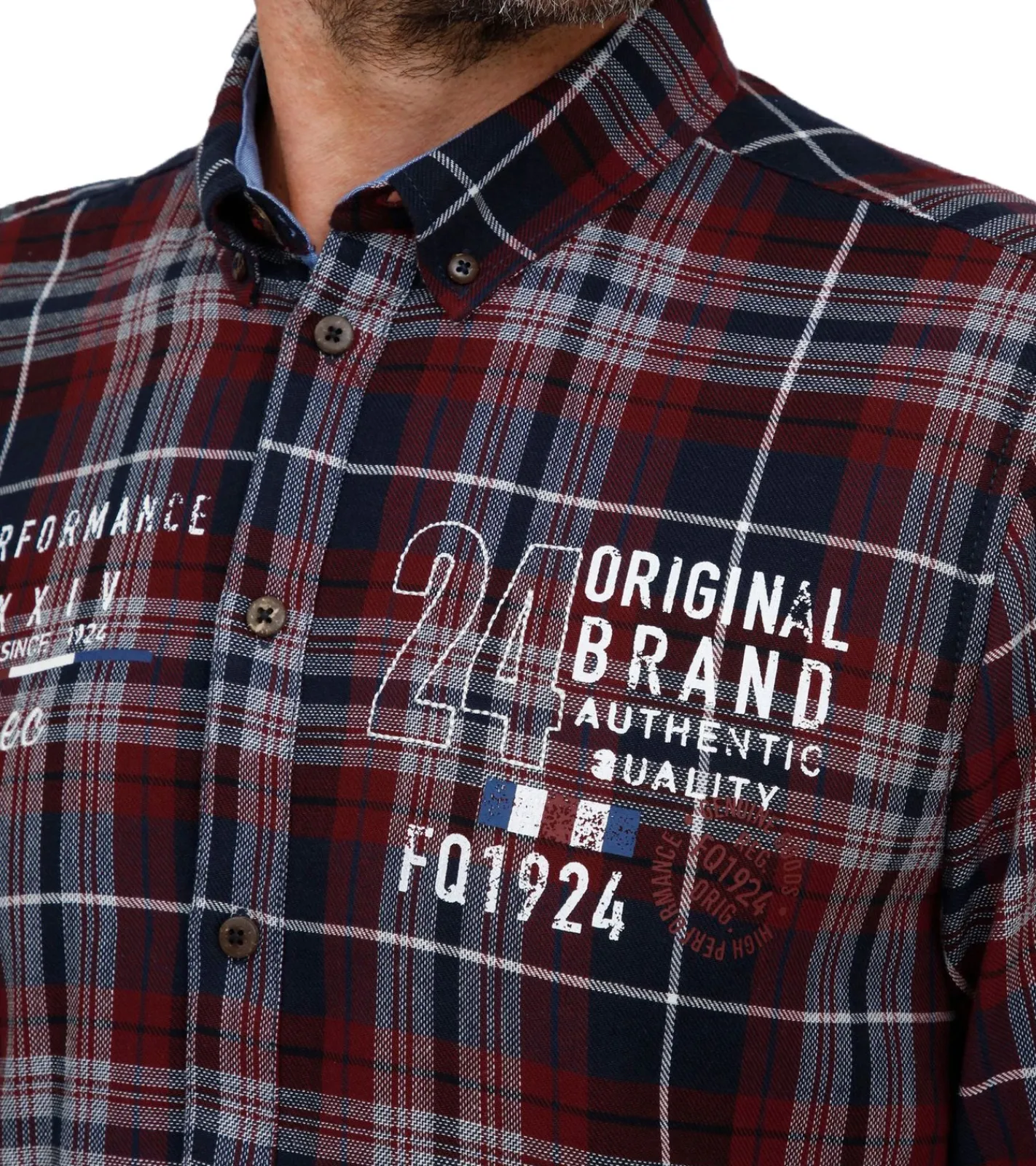 Hemden & Poloshirts*FQ1924 Thorvid Herren Hemd kariertes Langarm-Hemd nachhaltiges Hemd aus Baumwolle 21900072-ME /Rot/Blau Schwarz/Weiß