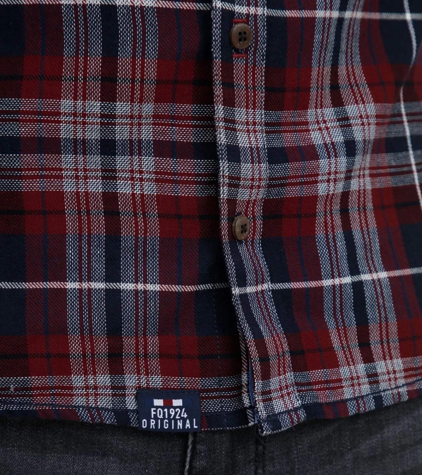 Hemden & Poloshirts*FQ1924 Thorvid Herren Hemd kariertes Langarm-Hemd nachhaltiges Hemd aus Baumwolle 21900072-ME /Rot/Blau Schwarz/Weiß