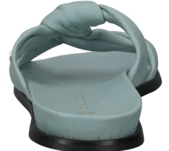 Zehentrenner & Sandalen*Fred de la Bretoniere FRED DELA BRETONIERE Damen Pantolette Echtleder-Sandale mit geknotetem Riemen Sommer-Schuhe 170010217 Hellblau