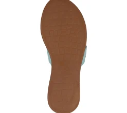 Zehentrenner & Sandalen*Fred de la Bretoniere FRED DELA BRETONIERE Damen Pantolette Echtleder-Sandale mit geknotetem Riemen Sommer-Schuhe 170010217 Hellblau