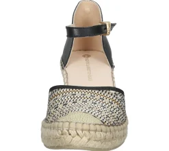 Zehentrenner & Sandalen*Fred de la Bretoniere FRED DELA BRETONIERE Wedges Damen Keilabsatz-Sandalen Espadrilles 153010261 Schwarz/Beige