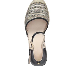 Zehentrenner & Sandalen*Fred de la Bretoniere FRED DELA BRETONIERE Wedges Damen Keilabsatz-Sandalen Espadrilles 153010261 Schwarz/Beige