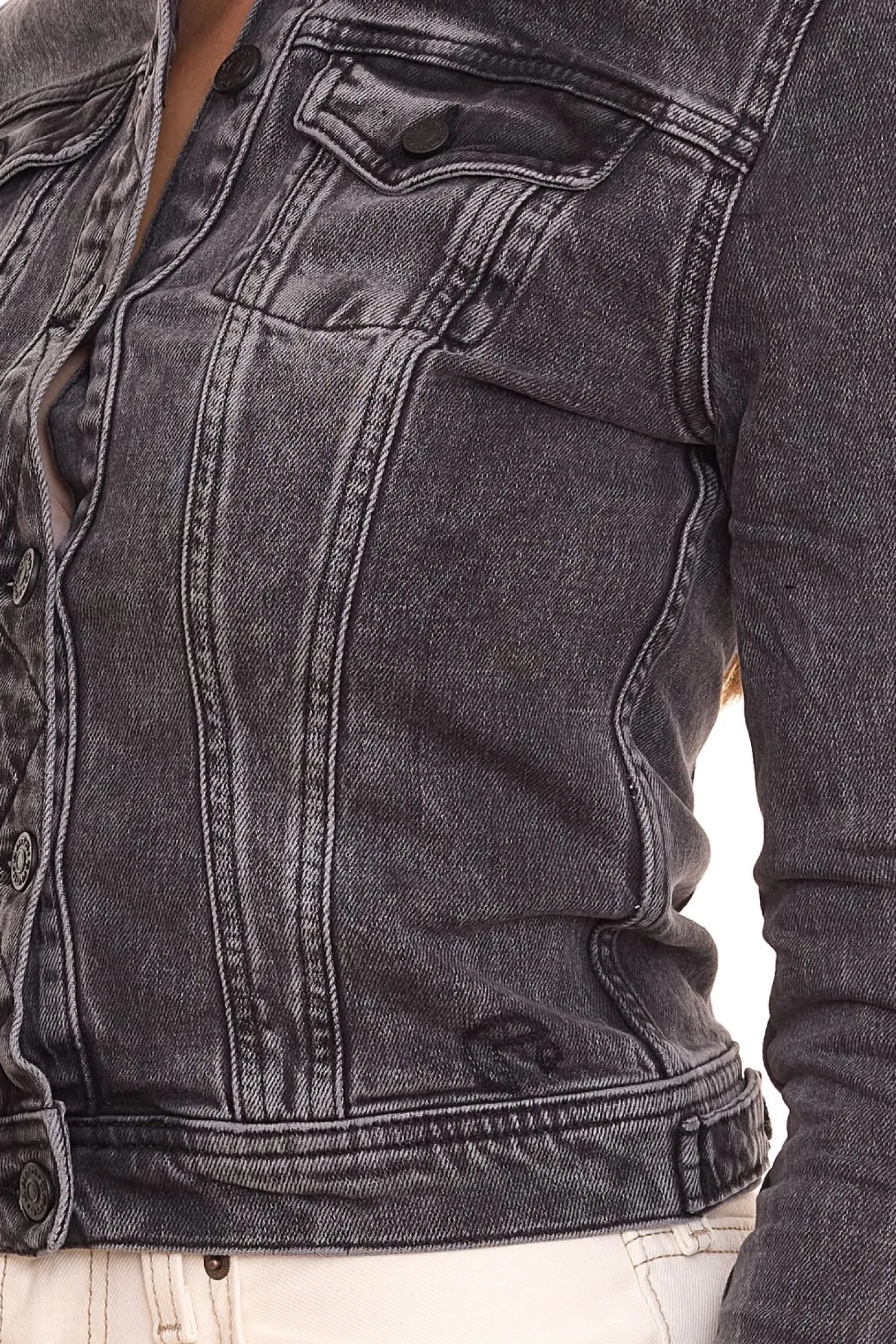 Mäntel & Jacken*GANG JEANS Damen Denim-Jacke Jeans-Jacke im Washed Look 68113848 Grau/Schwarz