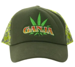 Caps & Mützen*BioworldMerch Ganja Green Canvas Trucker-Cap Baseball-Cap Baumwoll-Cap mit Netzeinsatz 7420GUY Grün/Gelb