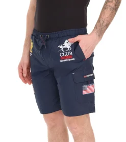 Nachtwäsche & Bademode|Shorts & Bermudas*GEOGRAPHICAL NORWAY Herren Badehose Schwimm-Hose mit Logo-Print Bade-Shorts mit Taschen Schwimm-Shorts 001 Navy