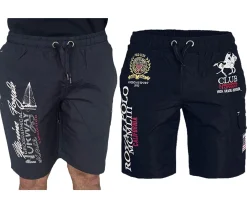 Nachtwäsche & Bademode|Shorts & Bermudas*GEOGRAPHICAL NORWAY Herren Badehose Schwimm-Hose mit Logo-Print Bade-Shorts mit Taschen Schwimm-Shorts Navy
