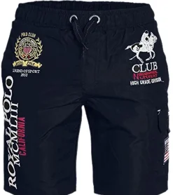Nachtwäsche & Bademode|Shorts & Bermudas*GEOGRAPHICAL NORWAY Herren Badehose Schwimm-Hose mit Logo-Print Bade-Shorts mit Taschen Schwimm-Shorts Navy