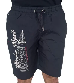 Nachtwäsche & Bademode|Shorts & Bermudas*GEOGRAPHICAL NORWAY Herren Badehose Schwimm-Hose mit Logo-Print Bade-Shorts mit Taschen Schwimm-Shorts Navy