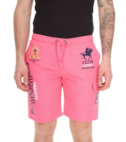 Nachtwäsche & Bademode|Shorts & Bermudas*GEOGRAPHICAL NORWAY Herren Schwimm-Hose mit Print und Farbakzenten Badehose stylische Schwimm-Shorts 001 Rosa