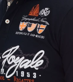 Hemden & Poloshirts*GEOGRAPHICAL NORWAY Kipawa Herren Polo-Shirt mit Knopfleiste Langarm-Shirt Baumwoll-Shirt SN500H Dunkelblau