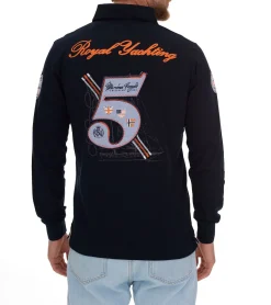 Hemden & Poloshirts*GEOGRAPHICAL NORWAY Kipawa Herren Polo-Shirt mit Knopfleiste Langarm-Shirt Baumwoll-Shirt SN500H Dunkelblau