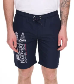 Nachtwäsche & Bademode|Shorts & Bermudas*GEOGRAPHICAL NORWAY Quara Herren Badehose Schwimm-Hose mit Logo-Print Bade-Shorts mit Taschen Schwimm-Shorts 001 Navy