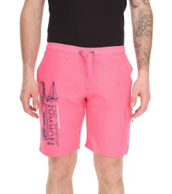 Nachtwäsche & Bademode|Shorts & Bermudas*GEOGRAPHICAL NORWAY Quara Herren Schwimm-Hose mit Print und Farbakzenten Badehose stylische Schwimm-Shorts 001 Rosa