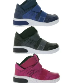 Turnschuhe*GEOX Luminous Xled Kinder Alltags-Sneaker mit atmungsaktiver Sohle Mid-Cut-Schuhe mit Klettverschluss für Jungen und Mädchen in Schwarz, Blau oder Pink