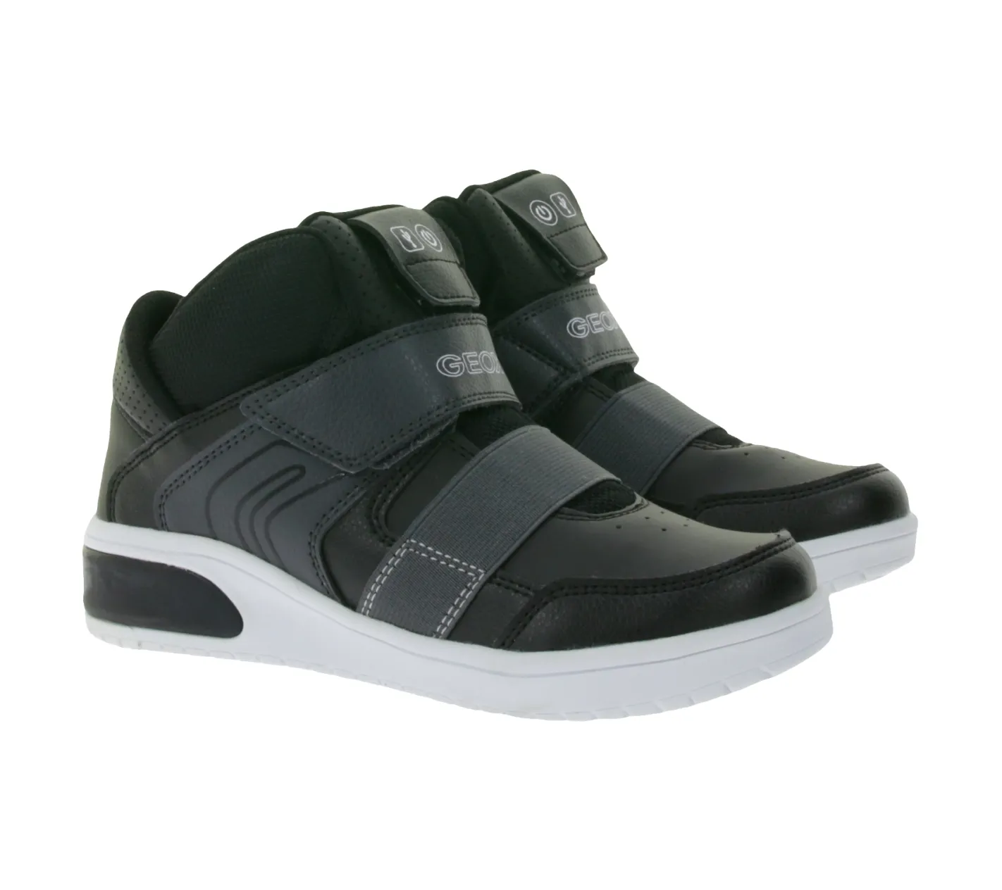 Turnschuhe*GEOX Luminous Xled Kinder Alltags-Sneaker mit atmungsaktiver Sohle Mid-Cut-Schuhe mit Klettverschluss für Jungen und Mädchen in Schwarz, Blau oder Pink